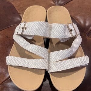 Vionic White Womens Textured Slide Sandals - Comfortable Everyday Wear - Size 10